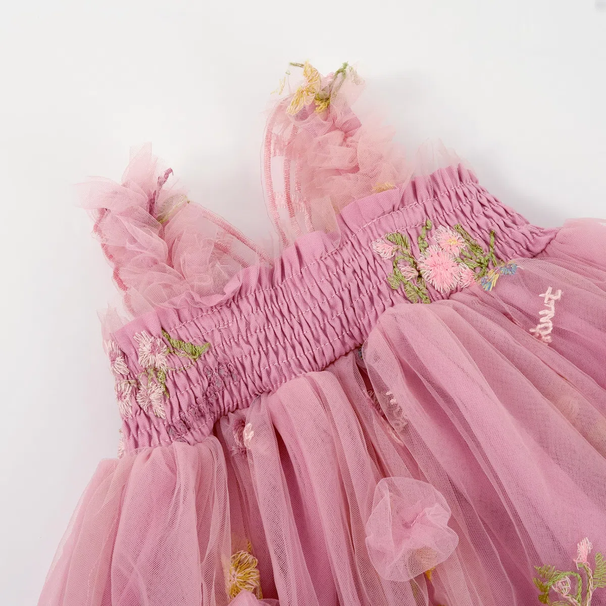 Miipat Vestito da Bambina Tulle Farfalla Bambino Ragazze Abitini Estate Senza Maniche Ricamo Floreale Principessa Abiti Festa di Nozze Abito di Compleanno per Ragazza