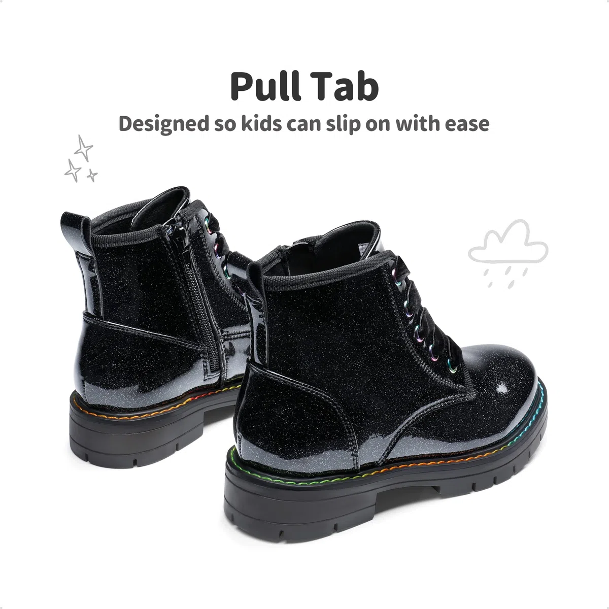 DREAM PAIRS KIDS Stivaletti Stringati per Bambina Moda Stivali con Zip Bambina Stivaletti per Feste e Uso Quotidiano