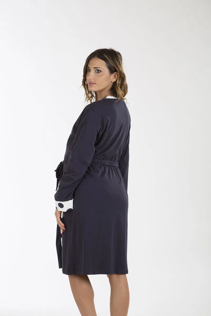 Premamy - Vestaglia da Notte per Premaman, Modello Aperto Davanti, Cotone bielastico, Pre-Post Parto