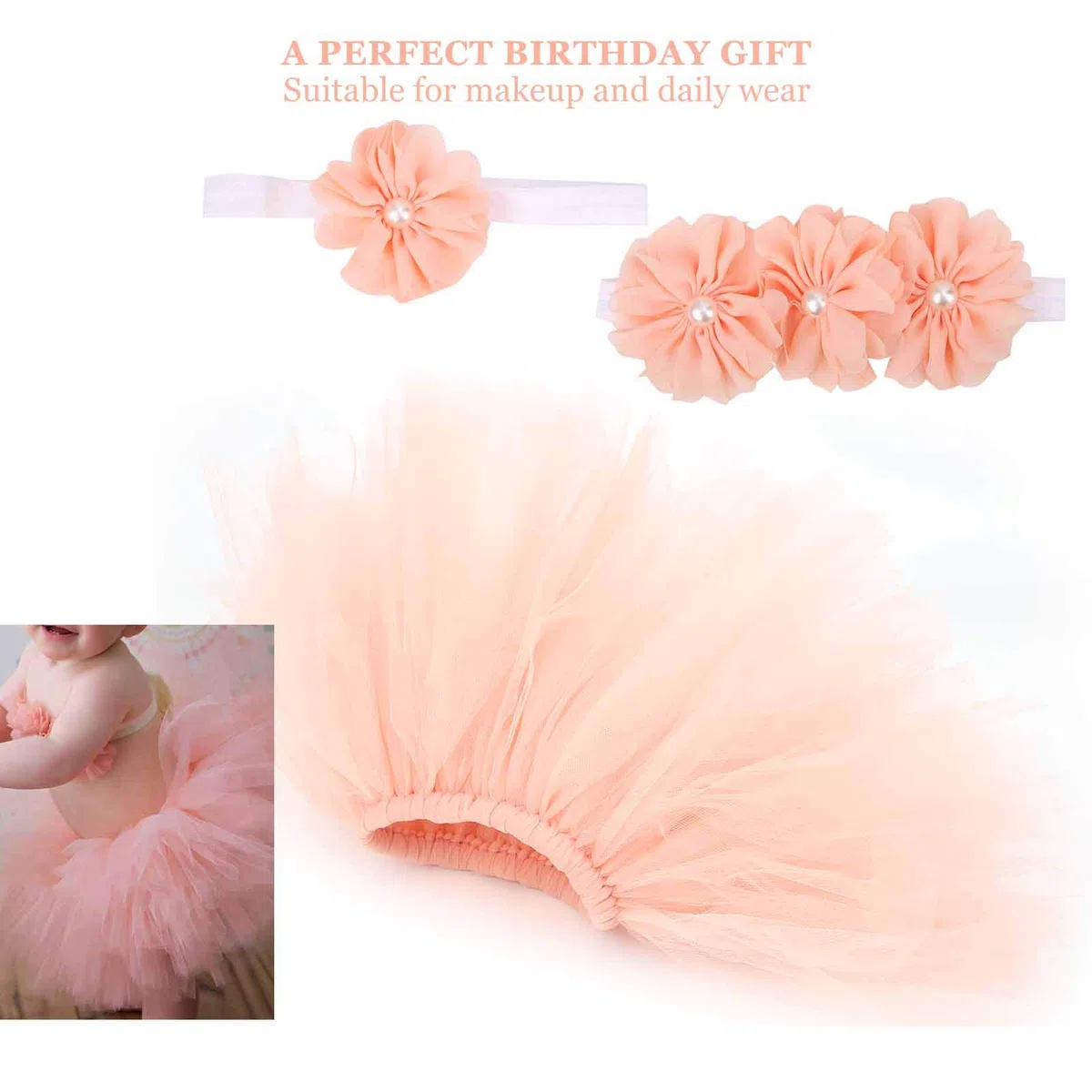 Gonna da Bambina, Set di Petto Avvolto con Fascia per Neonato Abito Gonna Fotografia Neonato Prop Balletto Dance Dress Up con Fascia per Capelli Compleanno Natale Regalo