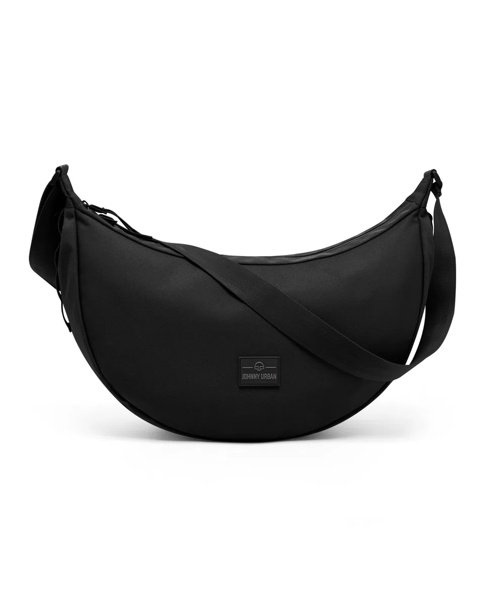 Johnny Urban Borsa a Tracolla Donna e Uomo Nero - Ally Large - Borsa Mezzaluna Grande - Crossbody Moon Bag - Marsupio Rotonda con Tracolla Regolabile - Idrorepellente