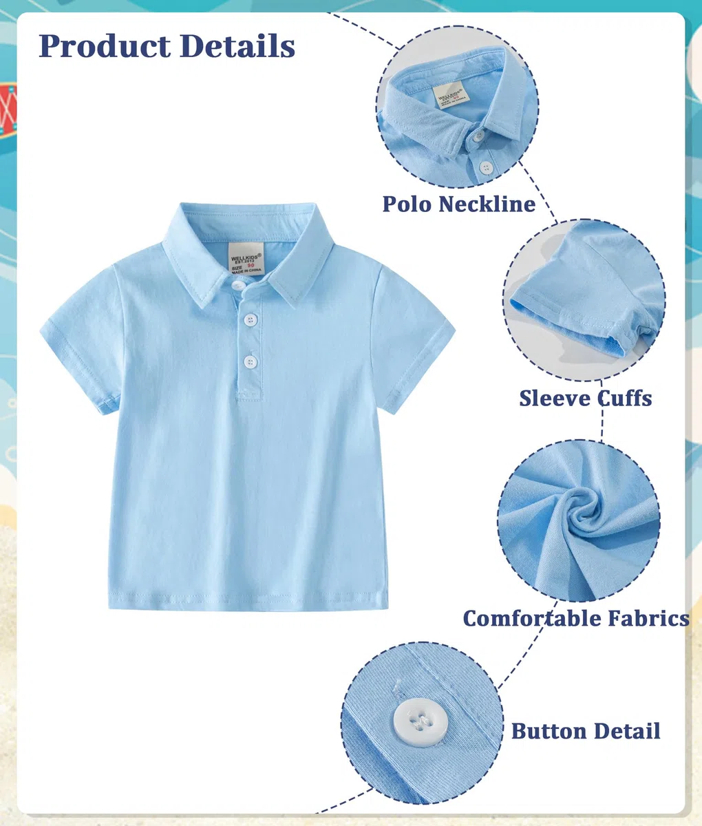 Volunboy Completi Estivi Bambino, Set di Polo Shirt a Maniche Corte e Pantaloncini per Neonato Ragazzi 1-6 anni