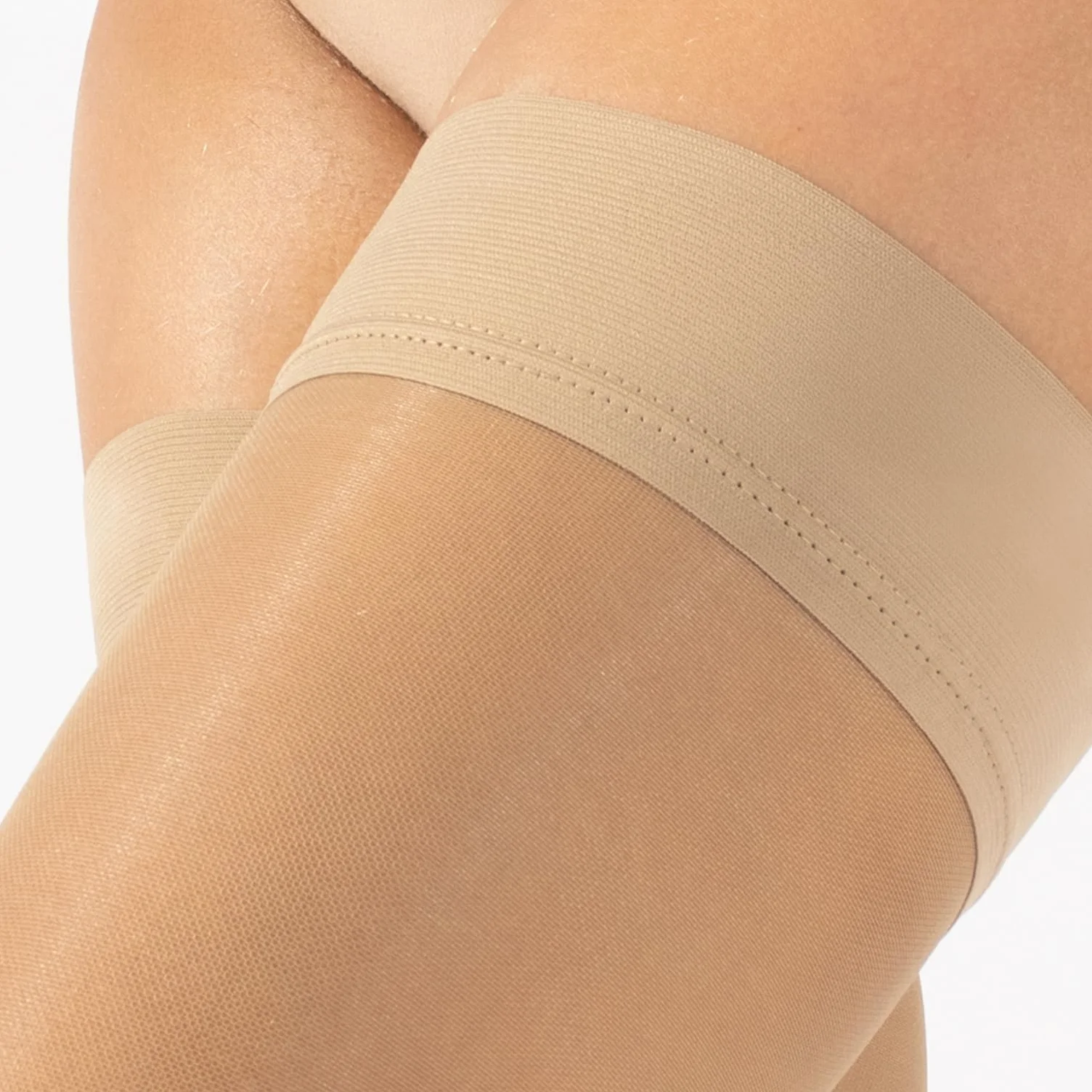 CALZITALY 1/2 Paia Calze Autoreggenti a Compressione Graduata Forte Medicali a Punta Aperta 15-21 mm/Hg | Nero, Naturale | S, M, L, XL | 140 DEN | Made in Italy