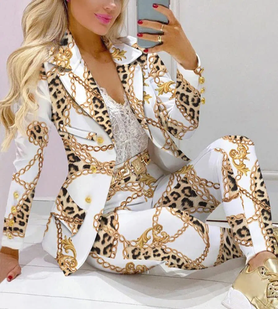 ORANDESIGNE Donna Tailleur Pantalone Completo Blazer Maniche Lunghe Pantaloni Ufficio Giacche da Abito in Due Pezzi Set per Matrimoni e Feste