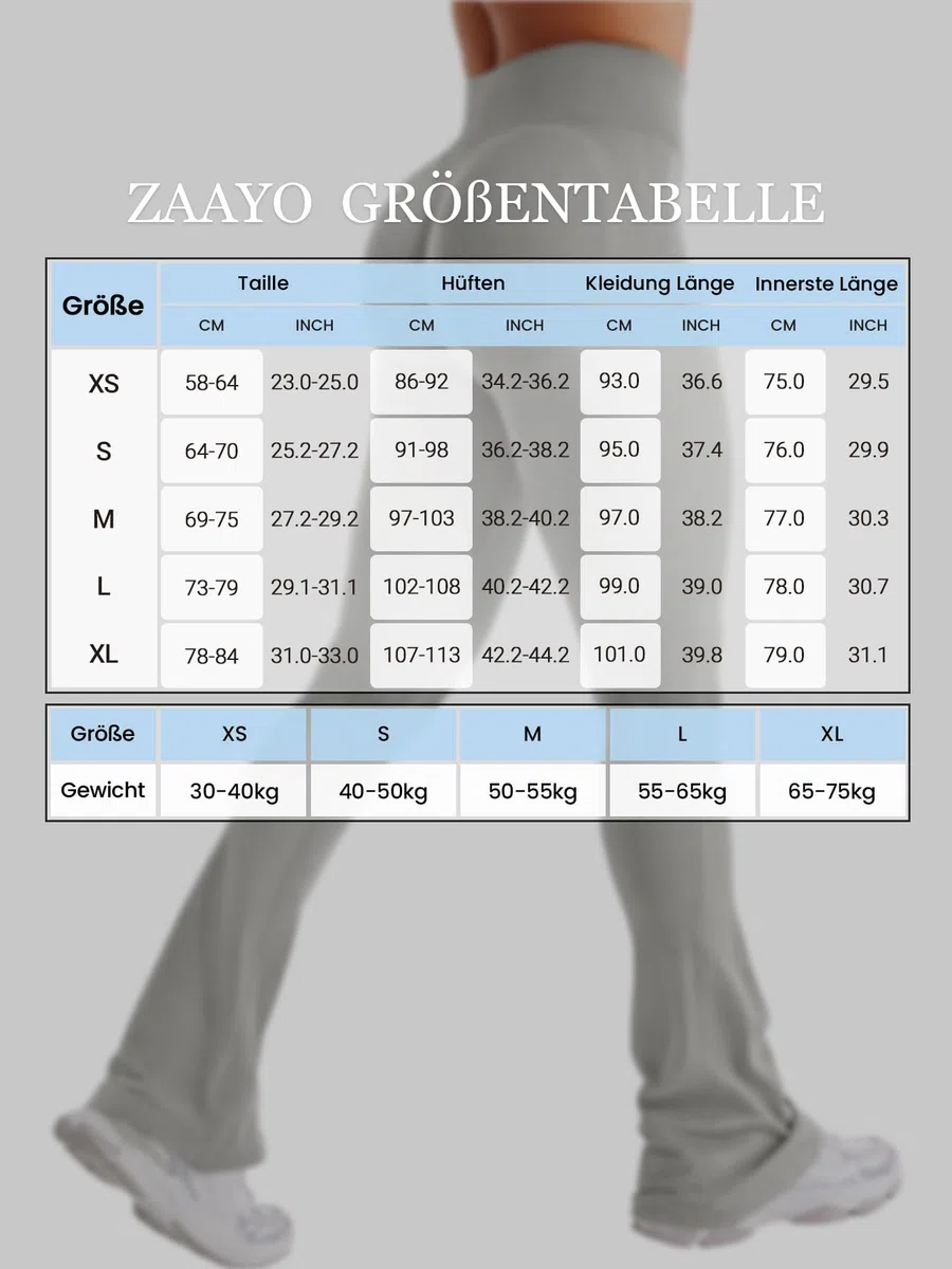 ZAAYO Flared Invisible Scrunch Leggings da donna, con push up, per sport, a vita alta, per palestra, yoga, allenamento