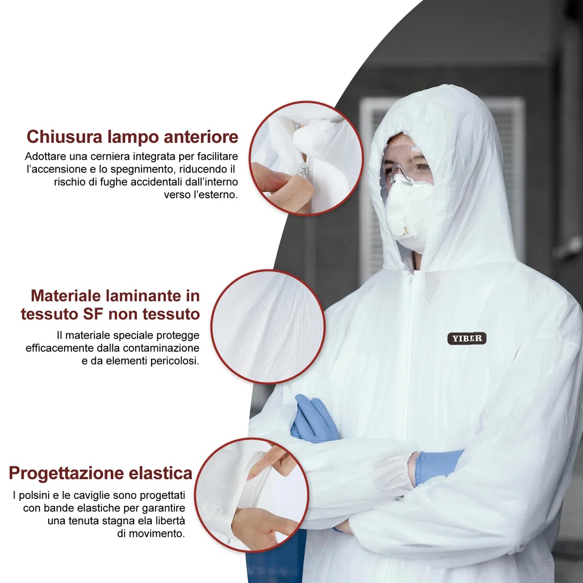 Tute Protettive Monouso Hazmat | Tute Protettive a Copertura Totale in 7 Taglie con Molteplici Specifiche & Materiale PPSB Robusto & Pellicola in PE | Sicure per Innumerevoli Applicazioni