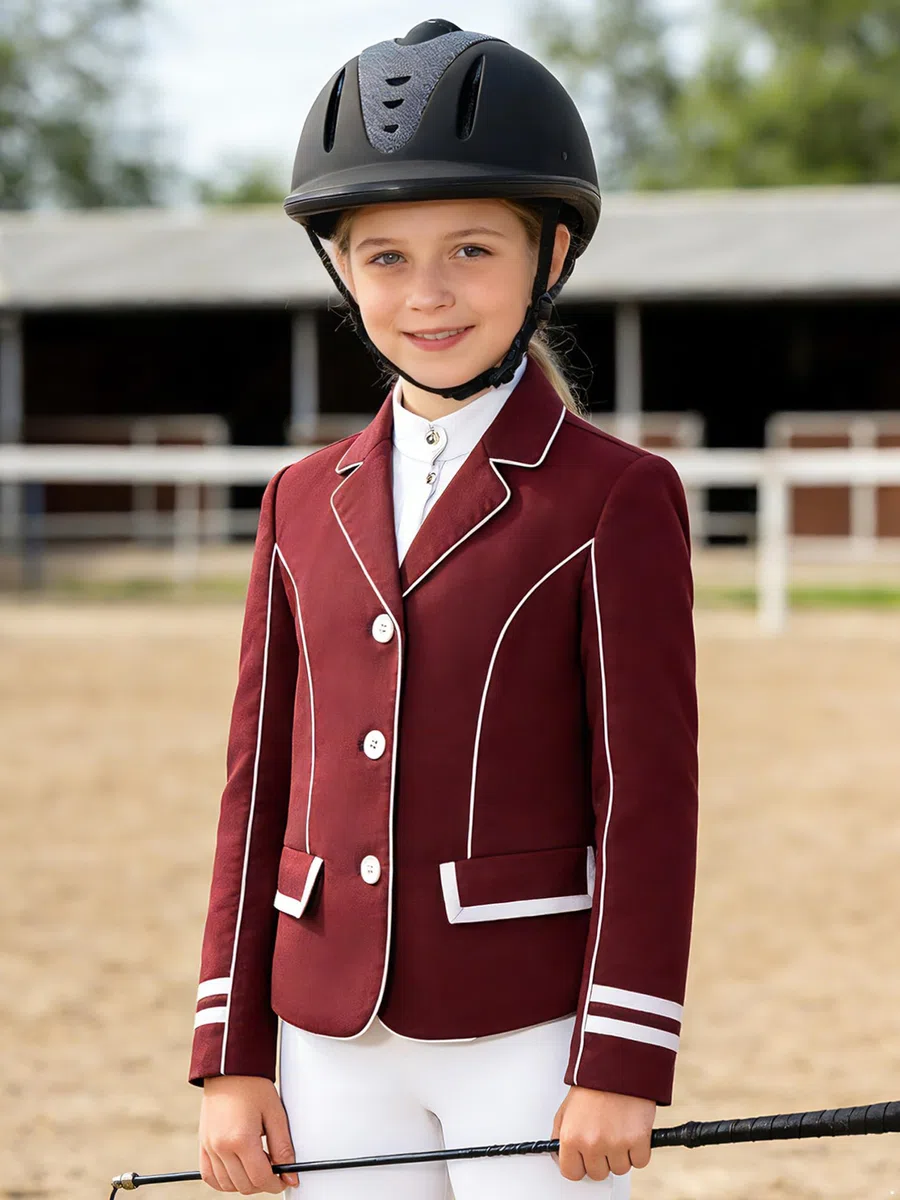 dPois Giacca da Competizione Bambina Giacche da Equitazione Concorso Maniche Lunghe Capispalla da Torneo con Bottoni Blazer Competition Jacket Giacca da Equestre
