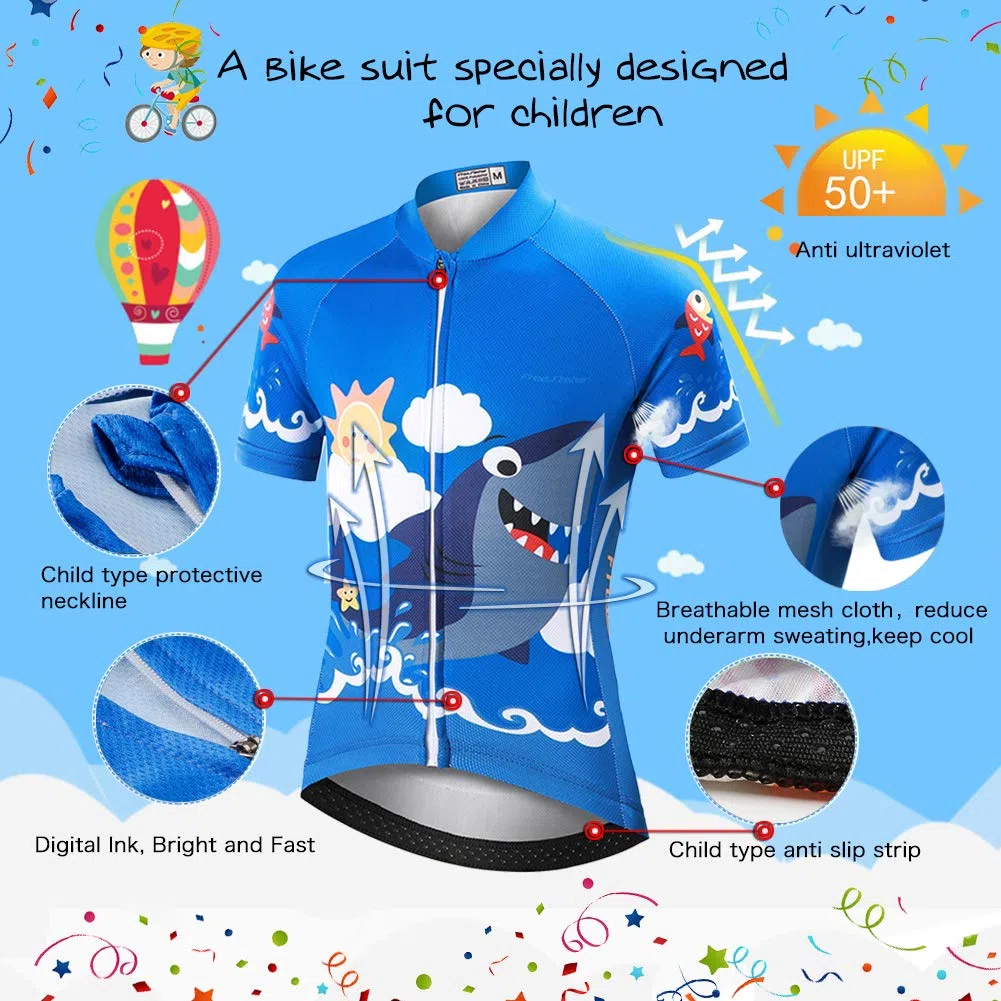 Set da Ciclismo Bambino Maglia a Maniche Corte e Pantaloncini con Seduta Imbottita Completo da Ciclismo Bambini Ragazze