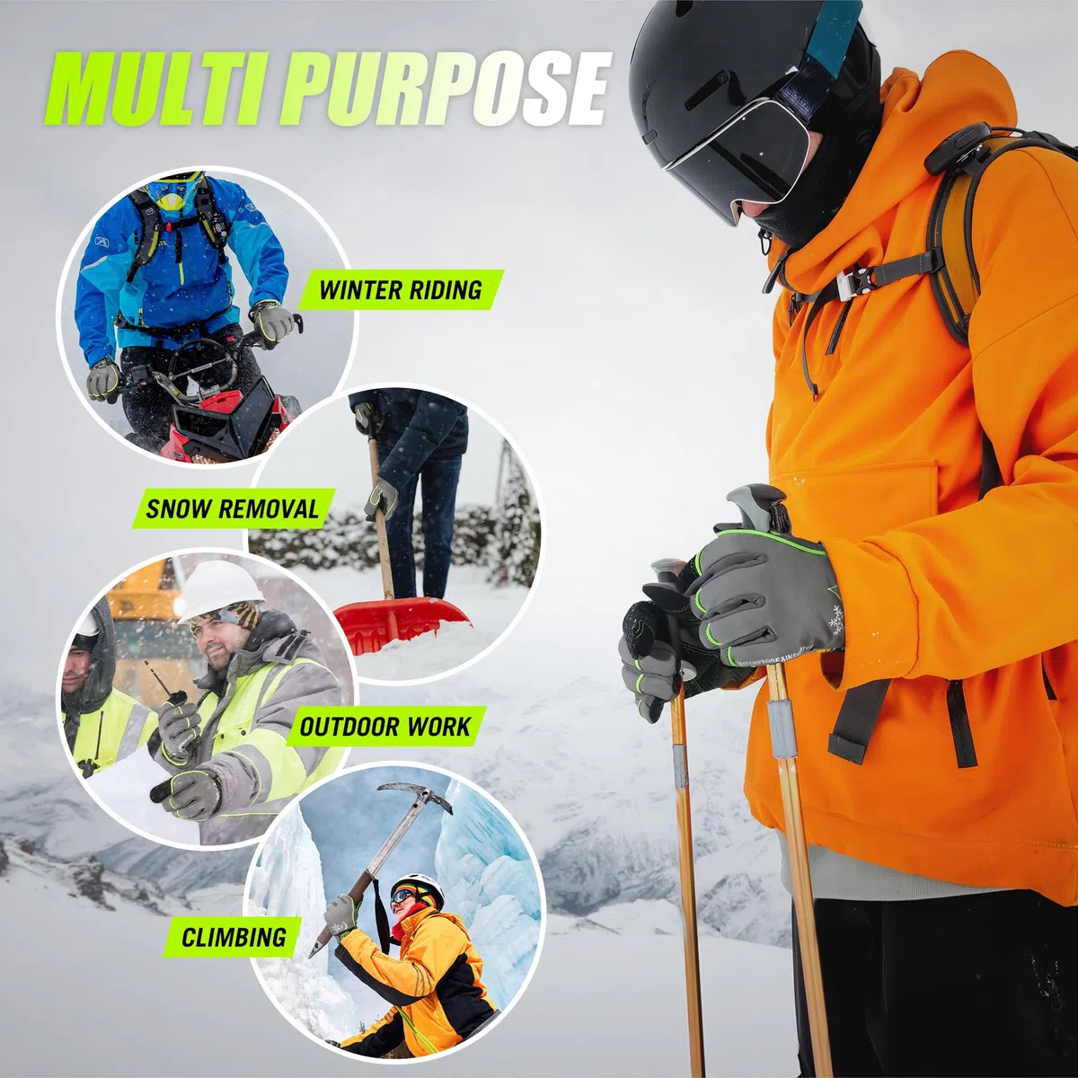 HANDLANDY Guanti da lavoro isolati impermeabili, guanti termici invernali per uomo donna touch screen, guanti caldi da sci snowboard freddo..