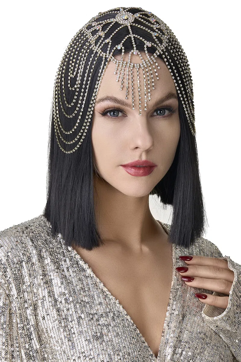ArtiDeco - Fascia per capelli da donna, stile Gatsby anni ‘20, flapper girl gold Taglia unica