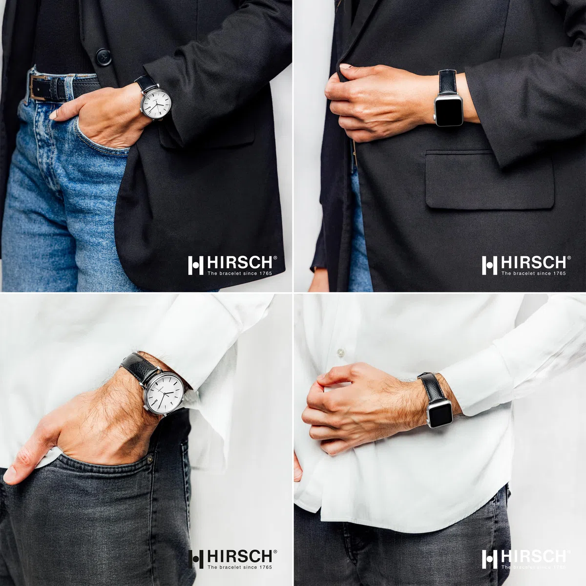 HIRSCH Watch Strap Kansas - vera pelle di vitello - goffratura a bufalo - per uomini e donne