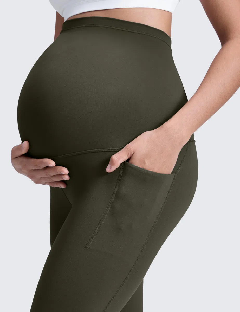 CRZ YOGA Donna Butterluxe maternità Leggings con Tasche 63cm - Allenamento Yoga Gravidanza Pantaloni