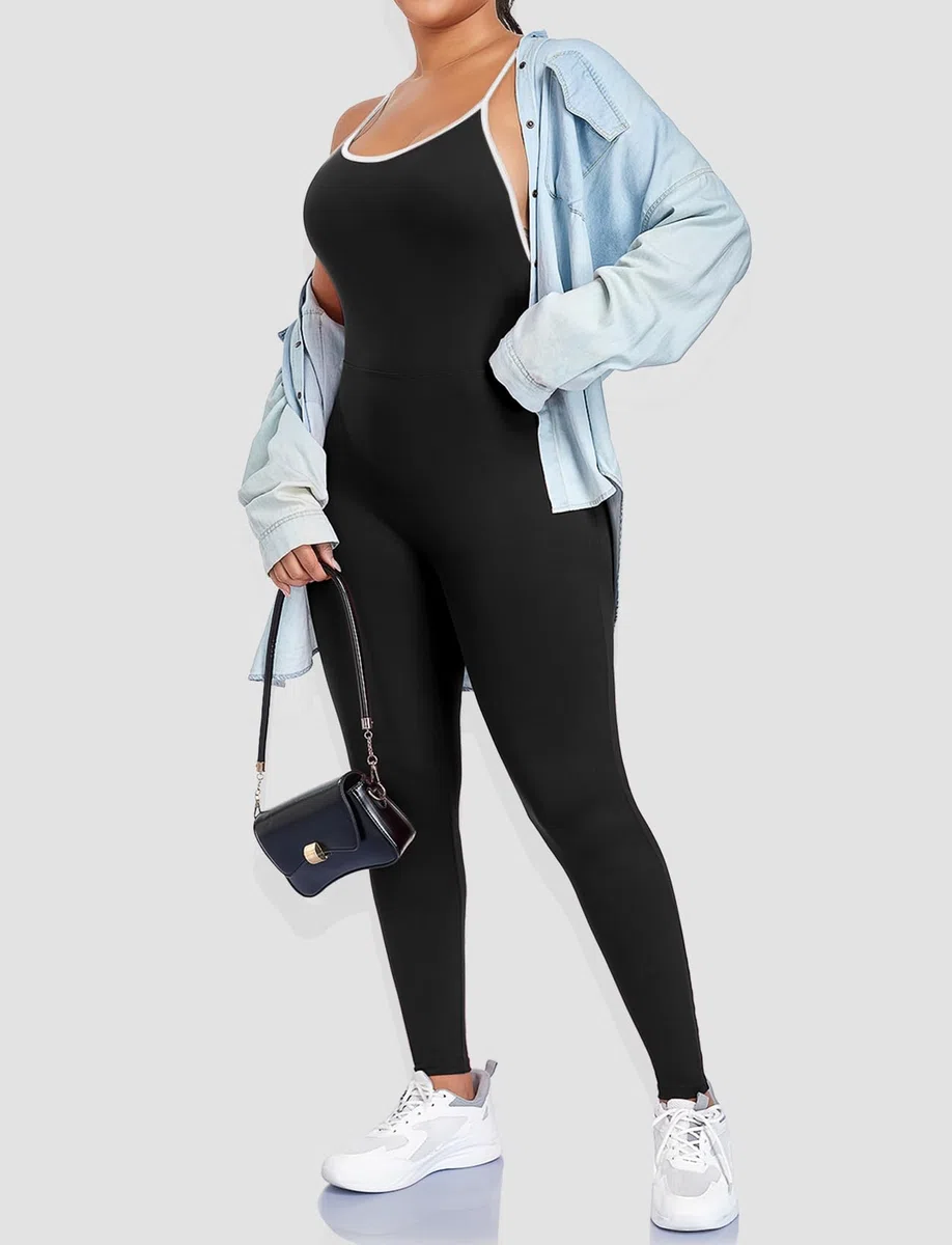 STARBILD Tuta intera Sportiva da Donna con Schiena Scoperta, Scrunch Jumpsuit con Imbottita Push Up Sexy con Spaghetti Regolabili, Monopezzi per Yoga Fitness Palestra Casual