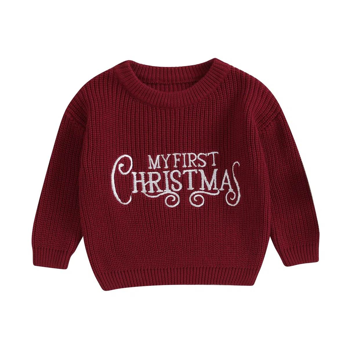 LYSINK Maglione natalizio a maglia per neonato con ricamo a lettere classiche a girocollo a maniche lunghe per autunno inverno