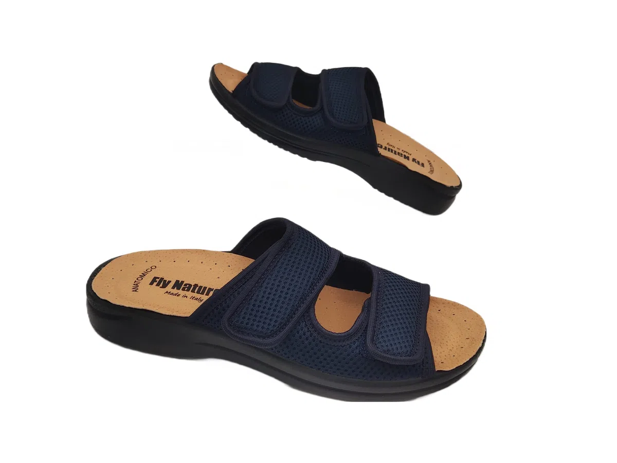 Fly Nature Eccezionali Ciabatte Uomo Casa Doppia Fascia in Nido d'Ape Pantofole AntiSudore Estive Aperte e Regolabili Sottopiede Anatomico Ciabatte Ortopediche Massimo Comfort 100% Made in Italy