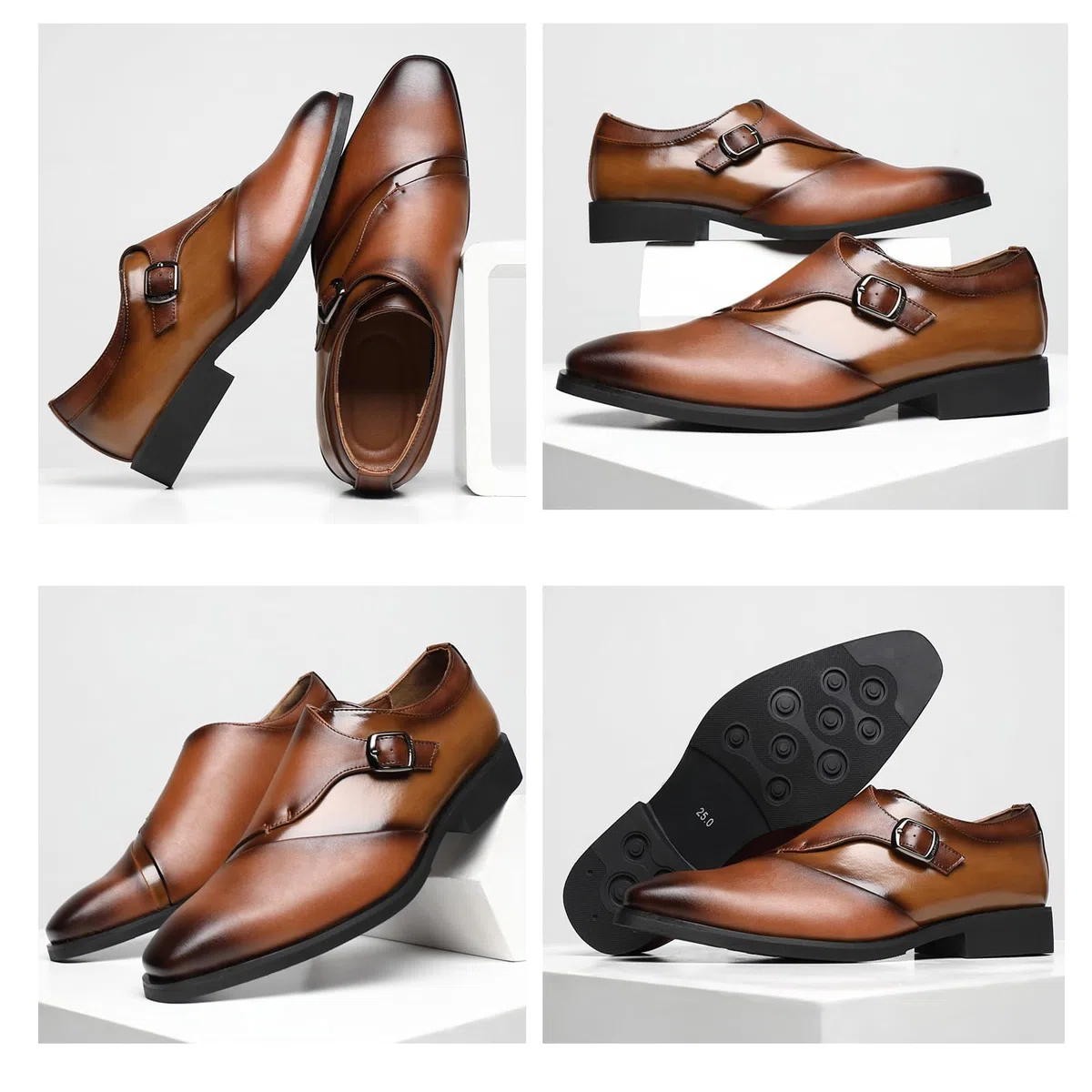 SANNAX Scarpe da Uomo Monk Stile Classico - Scarpe Casual Formali da Lavoro per Sposi