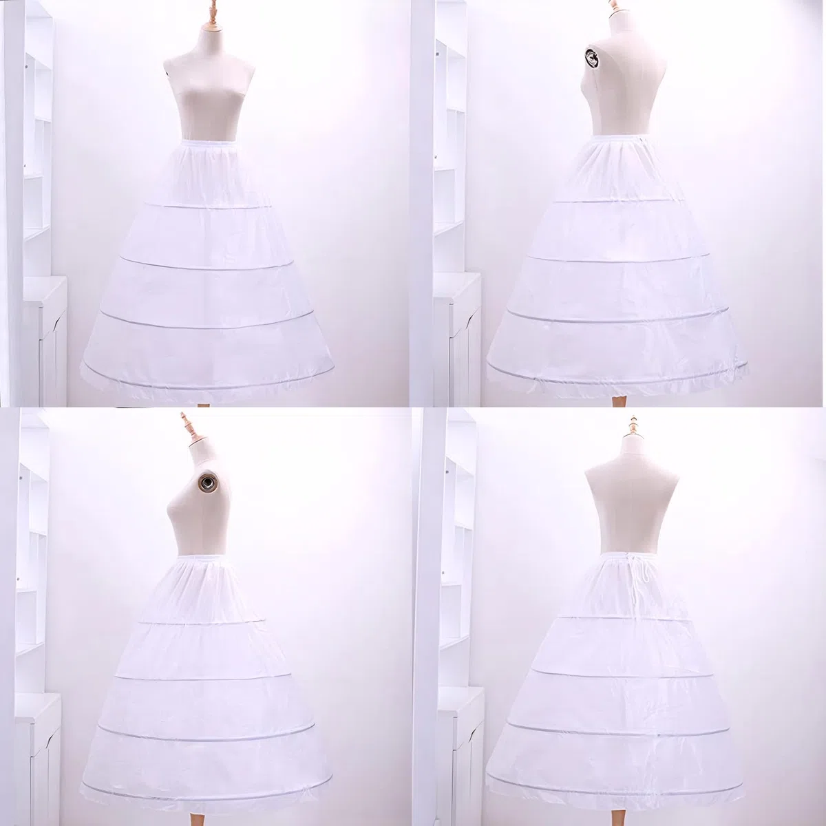 Abito Sposa Sottoveste Gonna, 3 Cerchio Crinolina Cerchi Sottogonna, Donne 3 Cerchi Sottoveste Regolabile, Vintage, Sottogonna per Abito da Sposa Abito da Ballo, Bianca