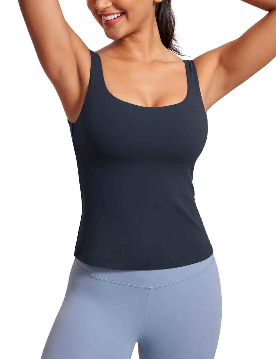 CRZ YOGA Butterluxe U Collo Cisterna Cime per Donne Imbottito Ritaglia Cime Canotta