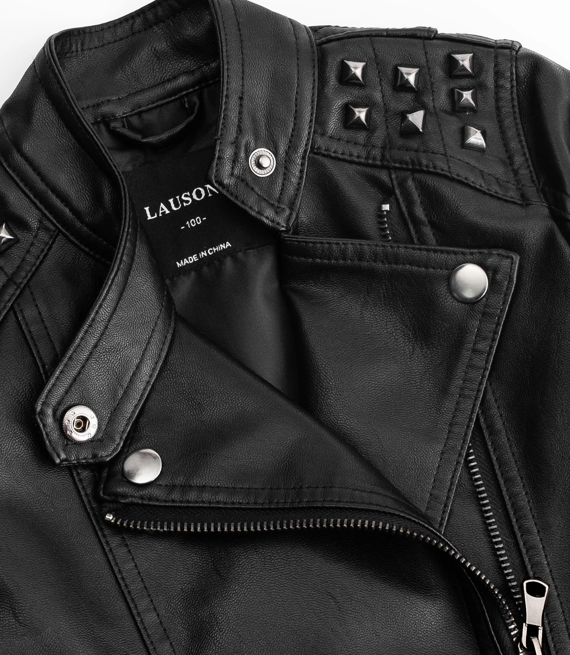 Giubbotto moto ecopelle bambino - Giacca in pelle sintetica con borchie - Cappotti primavera autunnali ragazzi