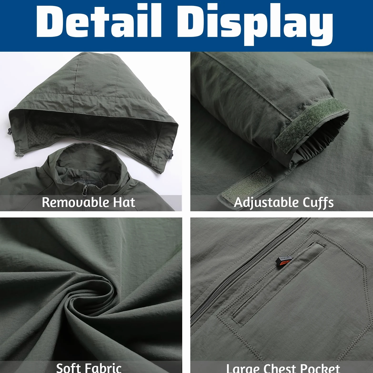 Giacca Softshell da Uomo Giacca da Esterno Antivento Casual Sportivo Leggero Giacca a Vento Giubbotto da Trekking Montagna impermeabile con cappuccio staccabile