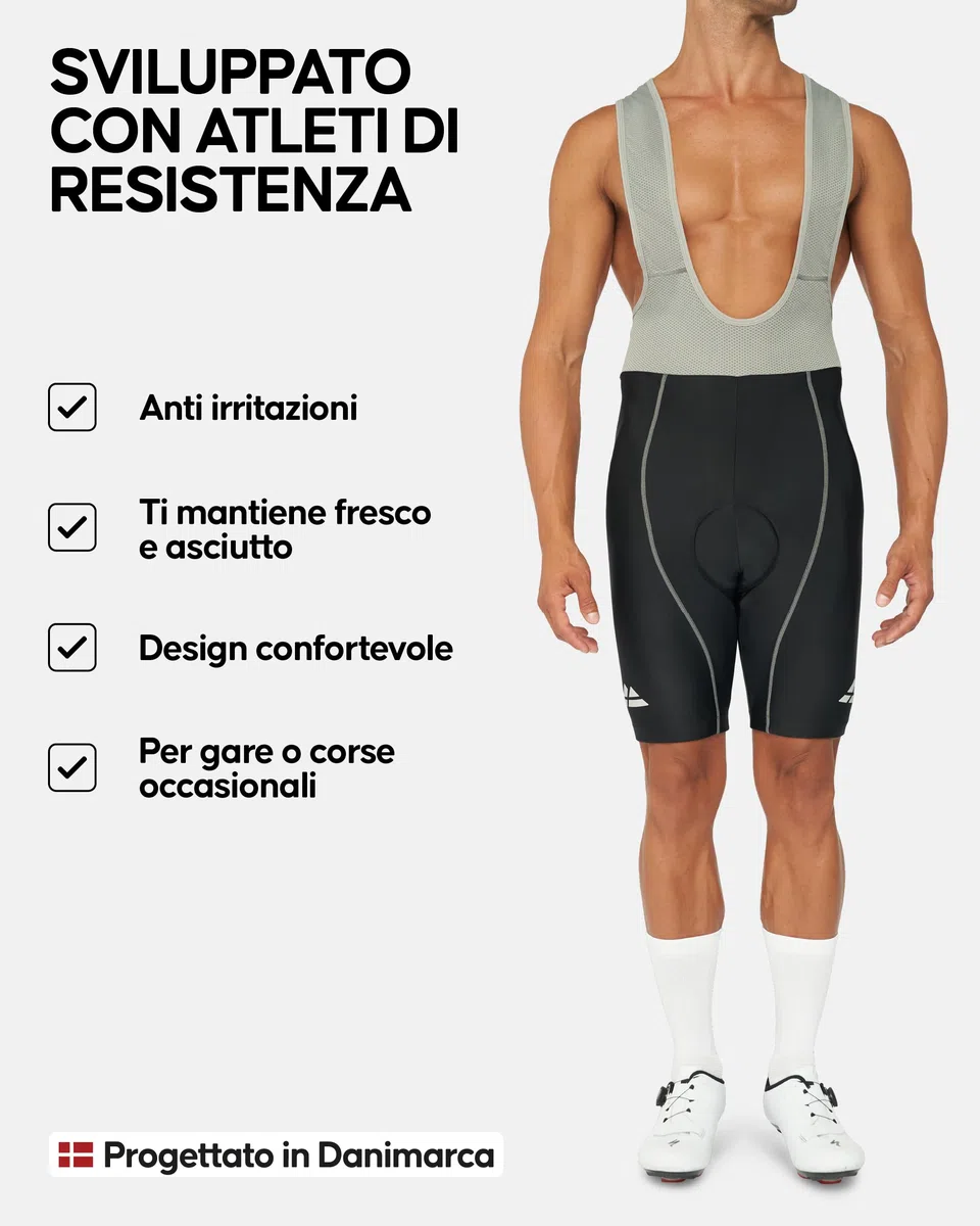 DANISH ENDURANCE Salopette da Ciclismo, Fondello con Imbottitura 3D in Camoscio, Pettorina e Pantaloncini, Quick Dry, Uomo