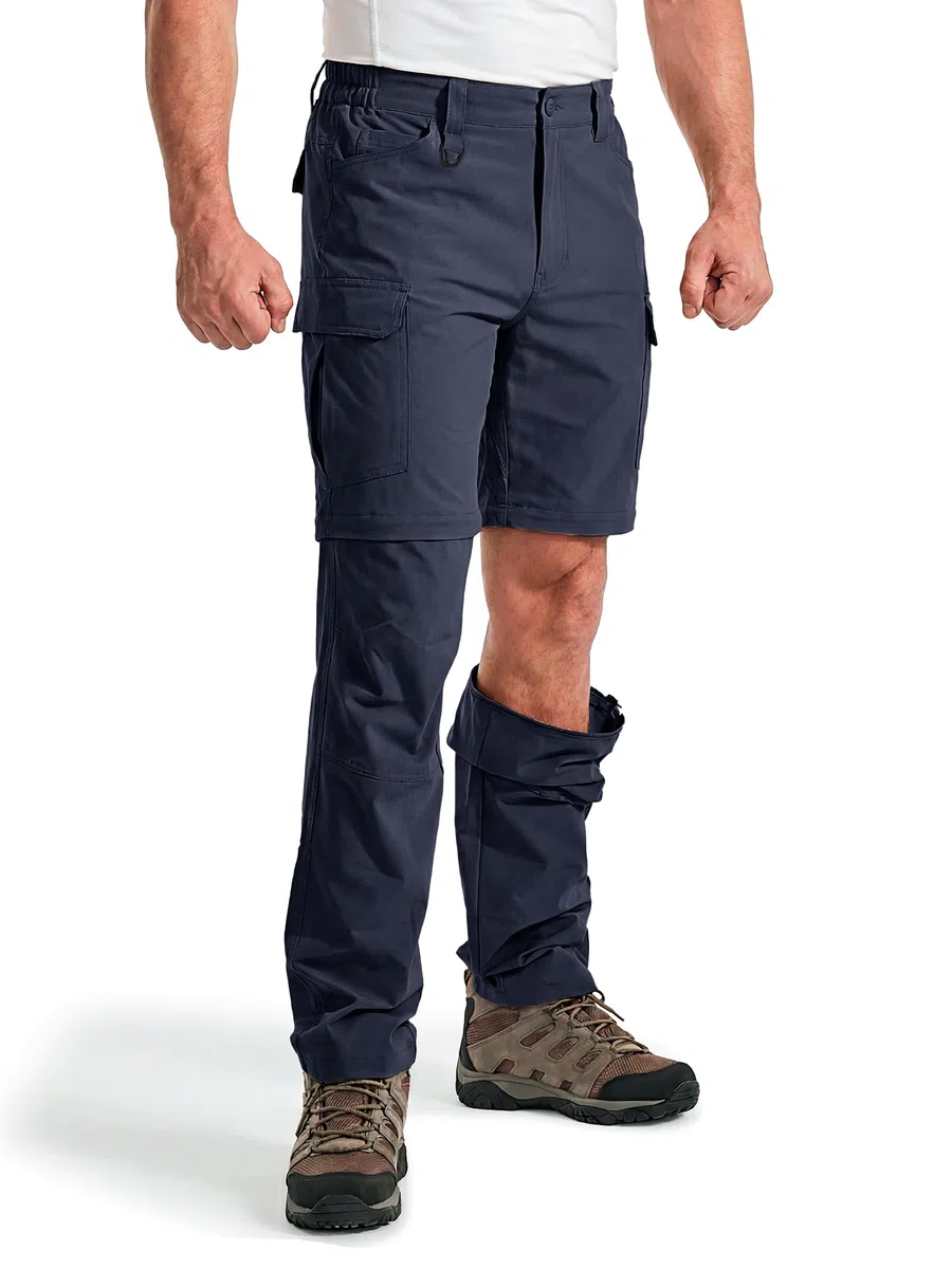 Pantaloni da trekking convertibili da uomo, impermeabili, ad asciugatura rapida, con cerniera, leggeri, tattici, multitasche, per attività all'aperto, pesca, safari