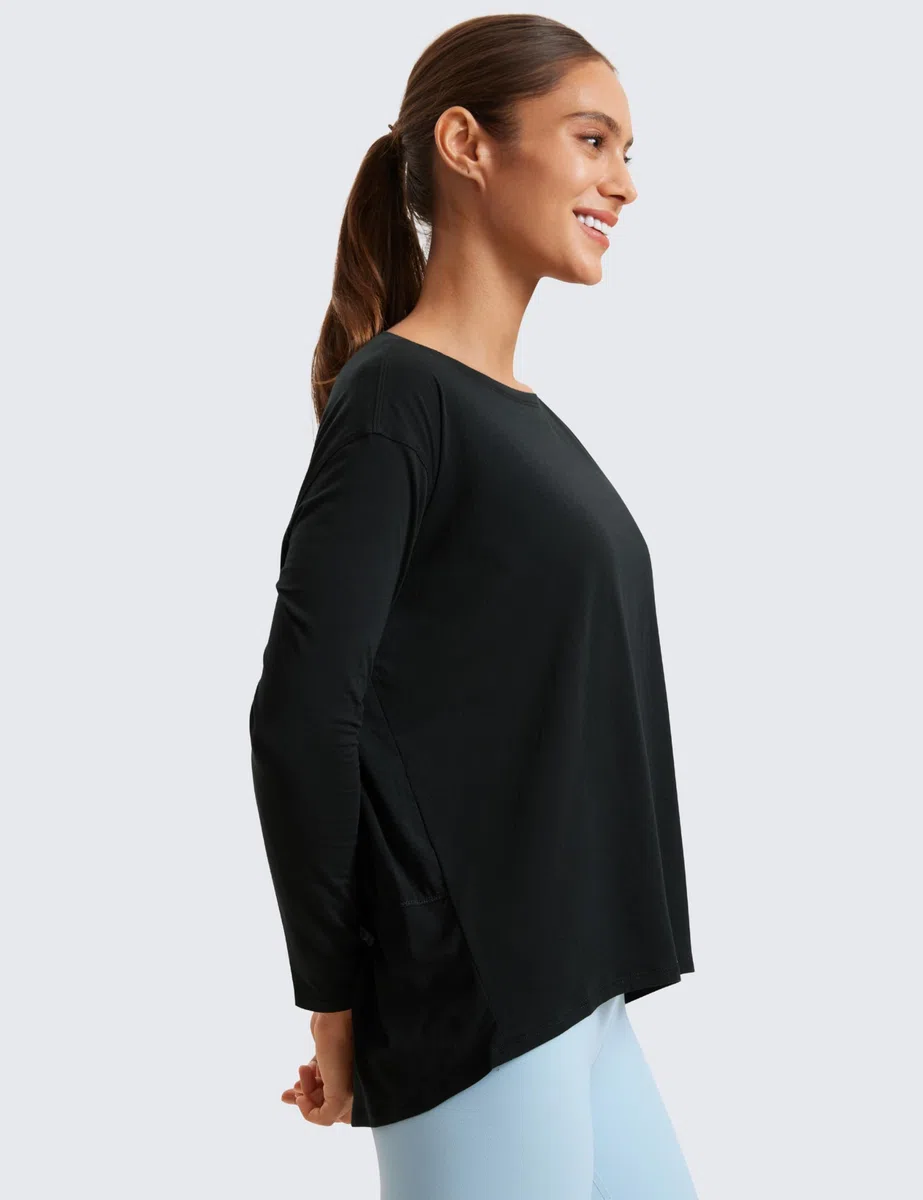 CRZ YOGA Donna Pima Cotone Casual Maniche Lunghe T-Shirt Loose Fit Sport Abbigliamento