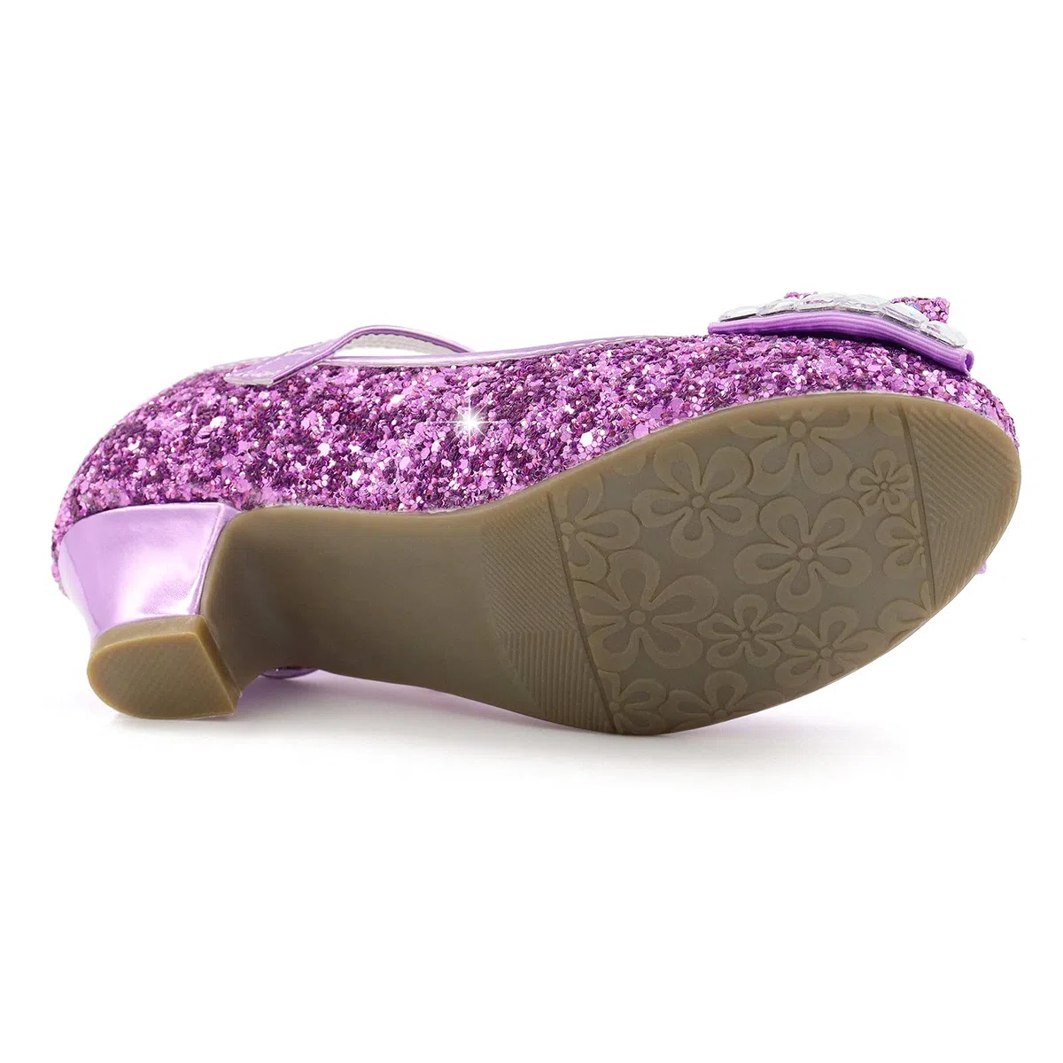 Principessa Bambina scarpa Glitterate Tacchi Ragazza Cosplay Principessa Paillettes Eleganti Bambina Cerimonia Festa, Viola/ 33