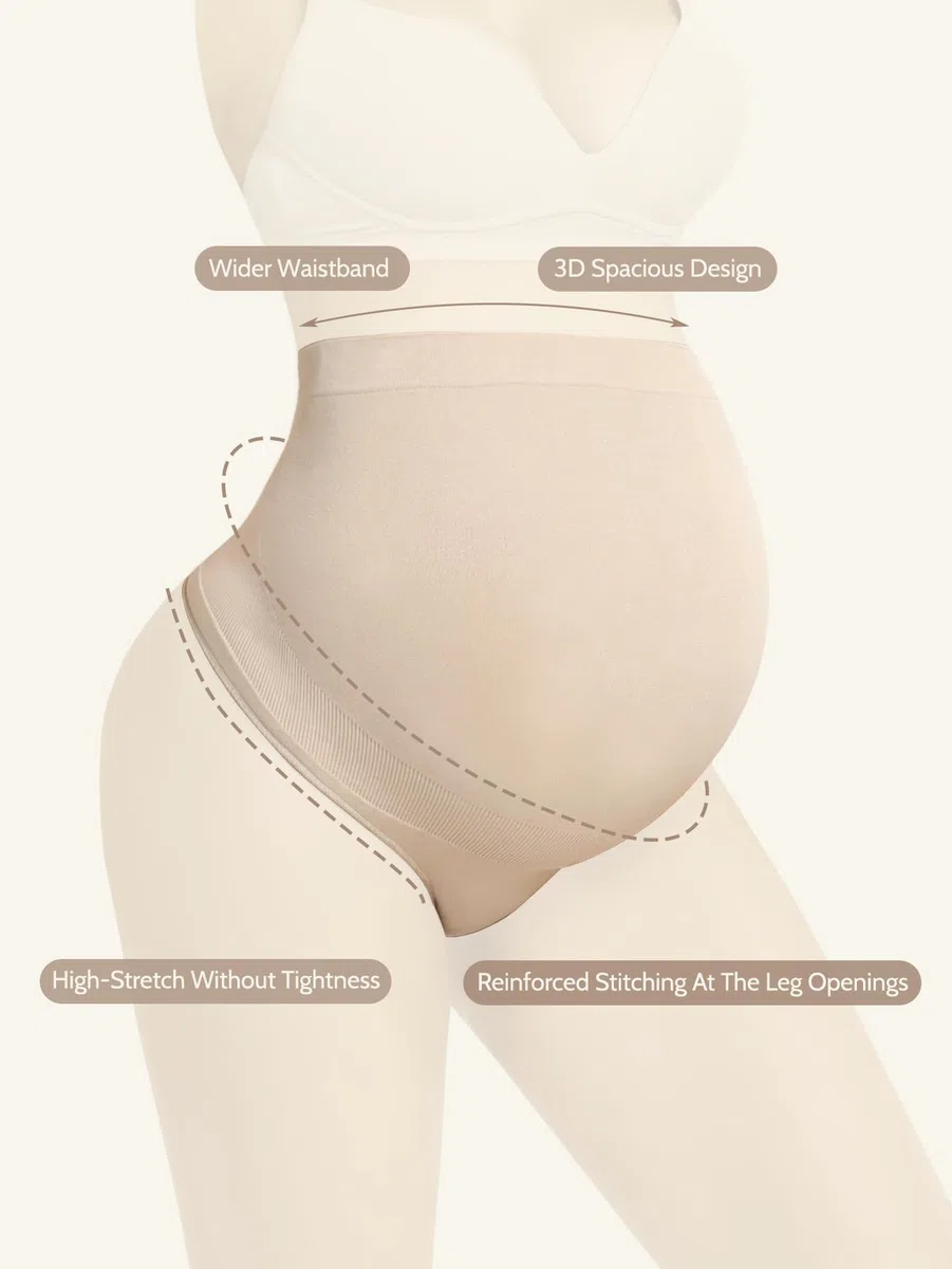 Perizoma premaman da donna, modellante per gravidanza sopra la pancia, senza cuciture, confezione da 5