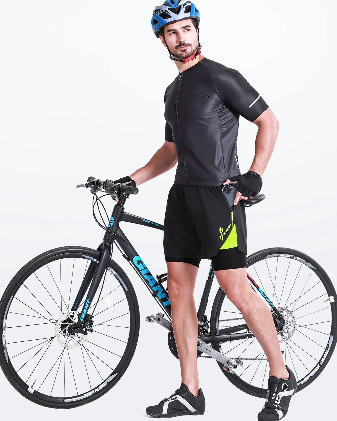 Sportneer Pantaloni da ciclismo da uomo, per mountain bike, con imbottitura 3D, M-3XL