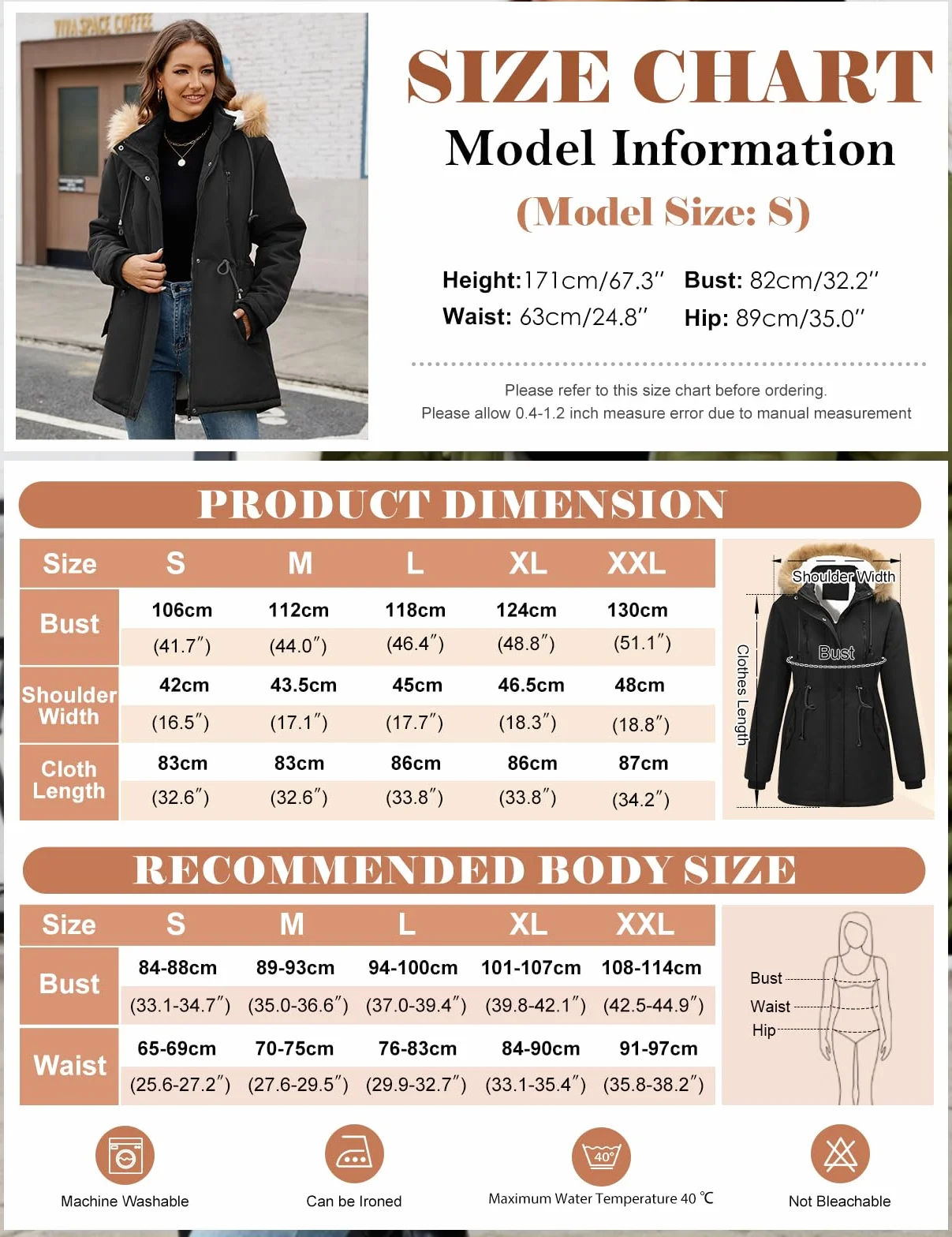 Nadeer Parka Donna Cappotti Invernali Foderato in Pile Giacca con Cappuccio in Pelliccia Sintetica Cappotto Imbottito Giubbotto con Tasche