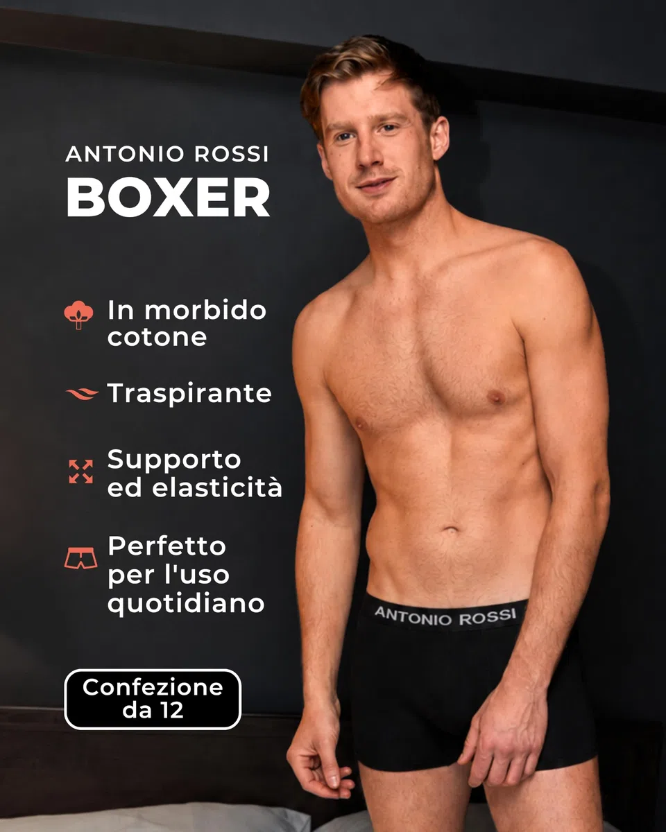 Antonio Rossi Antonio Rossi (Confezione da 12) Boxer Aderenti da Uomo Fitted Boxer Hipsters Uomo (Pacco da 12)