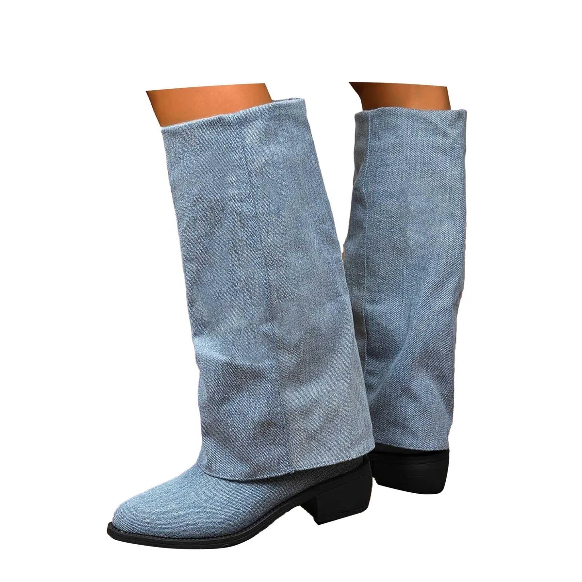 Stivaletti da donna in pelle scamosciata, comodi, da cowboy, eleganti, con tacco a blocco, larghi, vintage, da cowboy