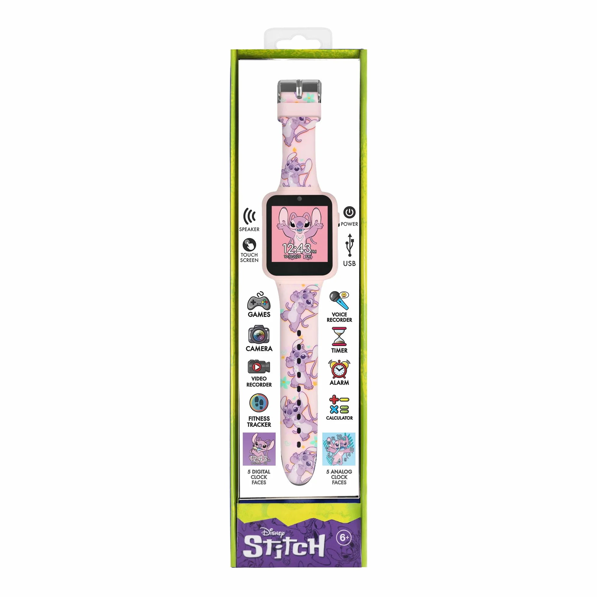 Disney LAS4088 Lilo & Stitch Angel - Orologio digitale interattivo con cinturino in silicone, colore: Rosa