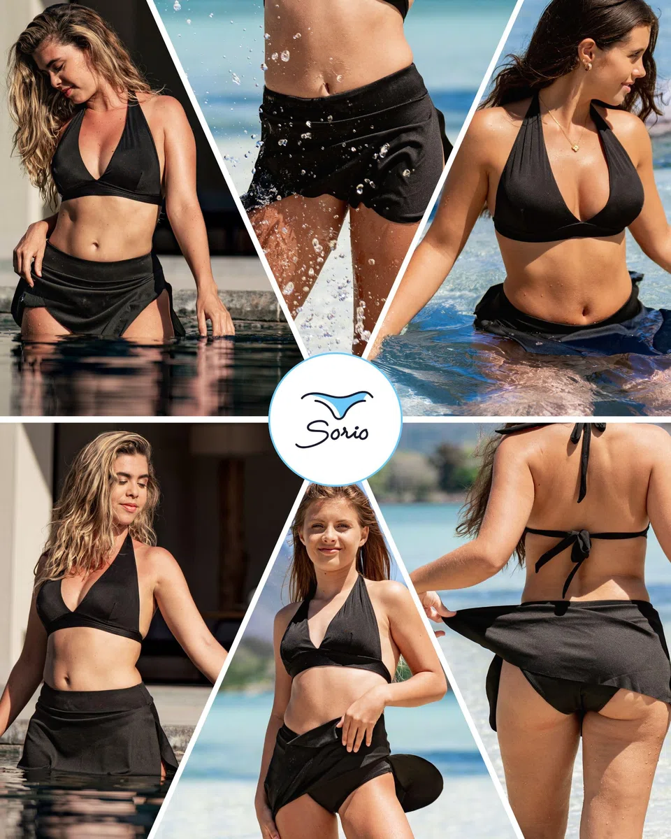 SORIO® - Gonna da Bagno con Costume Mestruale Integrato - Donna & Ragazza - Assorbente, Anti-Perdite e Anti-Odore - Costume da Bagno Mestruale Bikini Incorporato - Ciclo Medio - Piscina & Mare - Aria