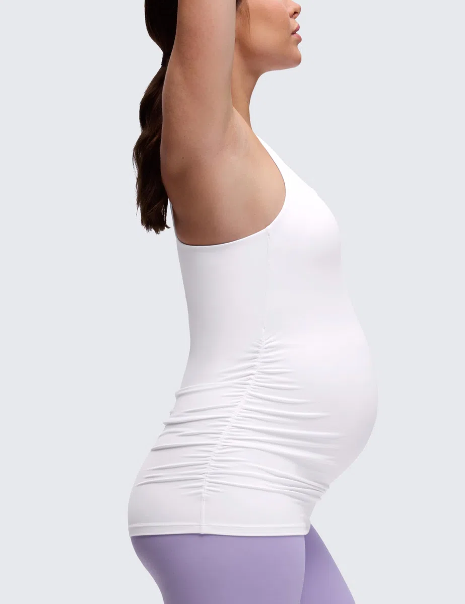 CRZ YOGA Butterluxe da Donna Racerback maternità Cisterna Cima Increspato Gravidanza Imbottito Yoga Cima