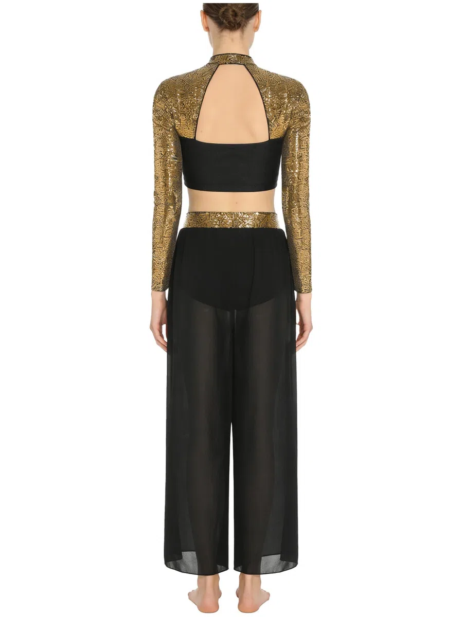 inhzoy Vestito da Ballo Lirico Contemporaneo Donna Completo da Ginnastica Ritmica con Strass Paillettes Crop Top Danza Classica Moderna + Pantaloni Lunghi Dancewear