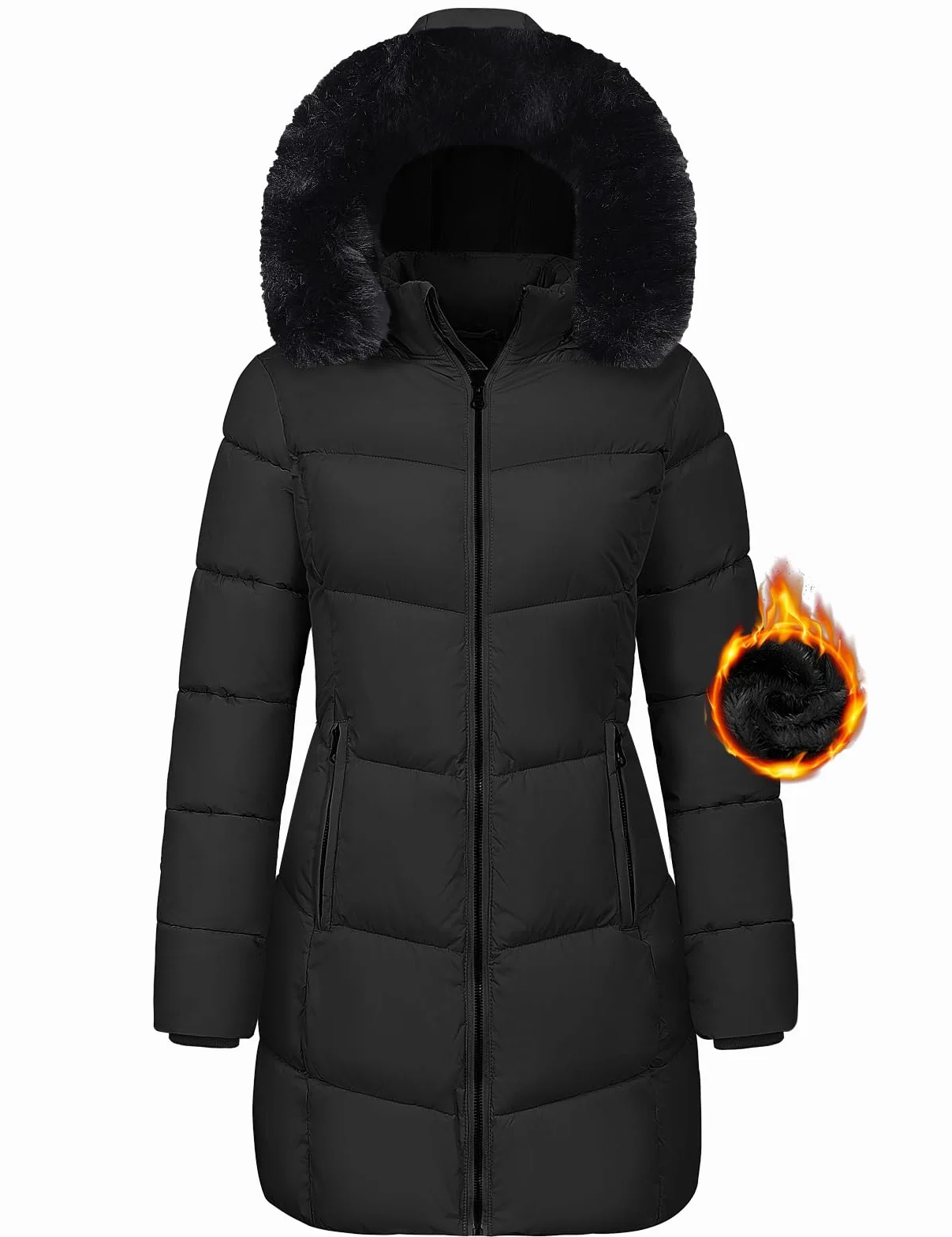 Tuopuda Cappotto Giubbotto Donna Invernale Giacca Cappotti Imbottita Caldo Parka Slim Fit Felpa con Cappuccio in Pelliccia Staccabile Giacche Trapuntato Giaccone Outdoor