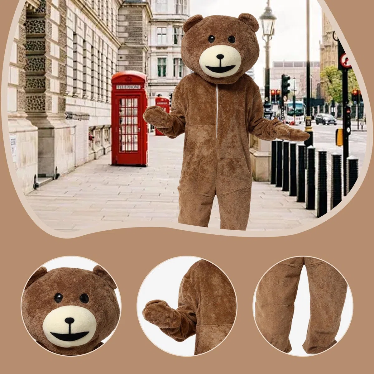 Baoblaze Costume da orso divertente per adulti per spettacoli teatrali, promozioni aziendali e celebrazioni