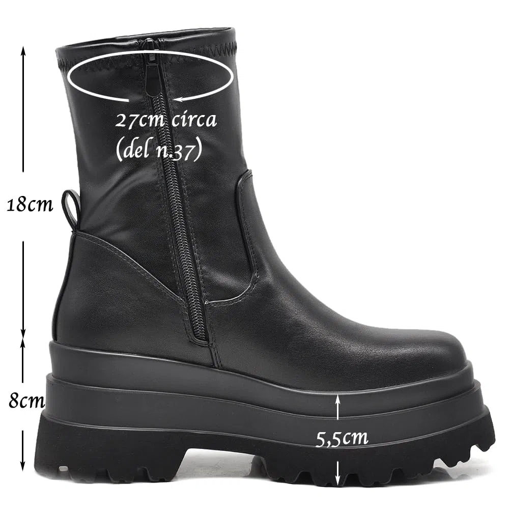 IF FASHION Stivali Stivaletti Scarpe Chelsea da Donna Platform Elastico Zeppa XG110