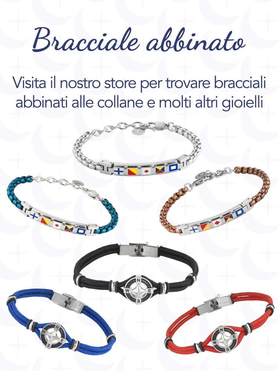 inSCINTILLE Collana Uomo Acciaio Ciondolo Rosa dei Venti, Lunghezza Regolabile 48-53 cm, Confezione Regalo Inclusa, Collanina Uomo Pendente, Catenina