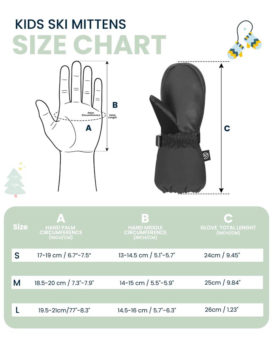 OutdoorMaster Guanti da sci per bambini, guanti da sci invernali impermeabili per ragazzi e ragazze, per sci, snowboard, sport invernali