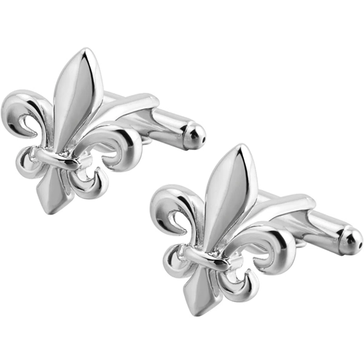 Gemelli Fiore di Giglio | Regalo Camicia da sposa per uomo | Accessori Uomo Design | Manica Moschettiera di lusso argento, mm, acciaio inossidabile