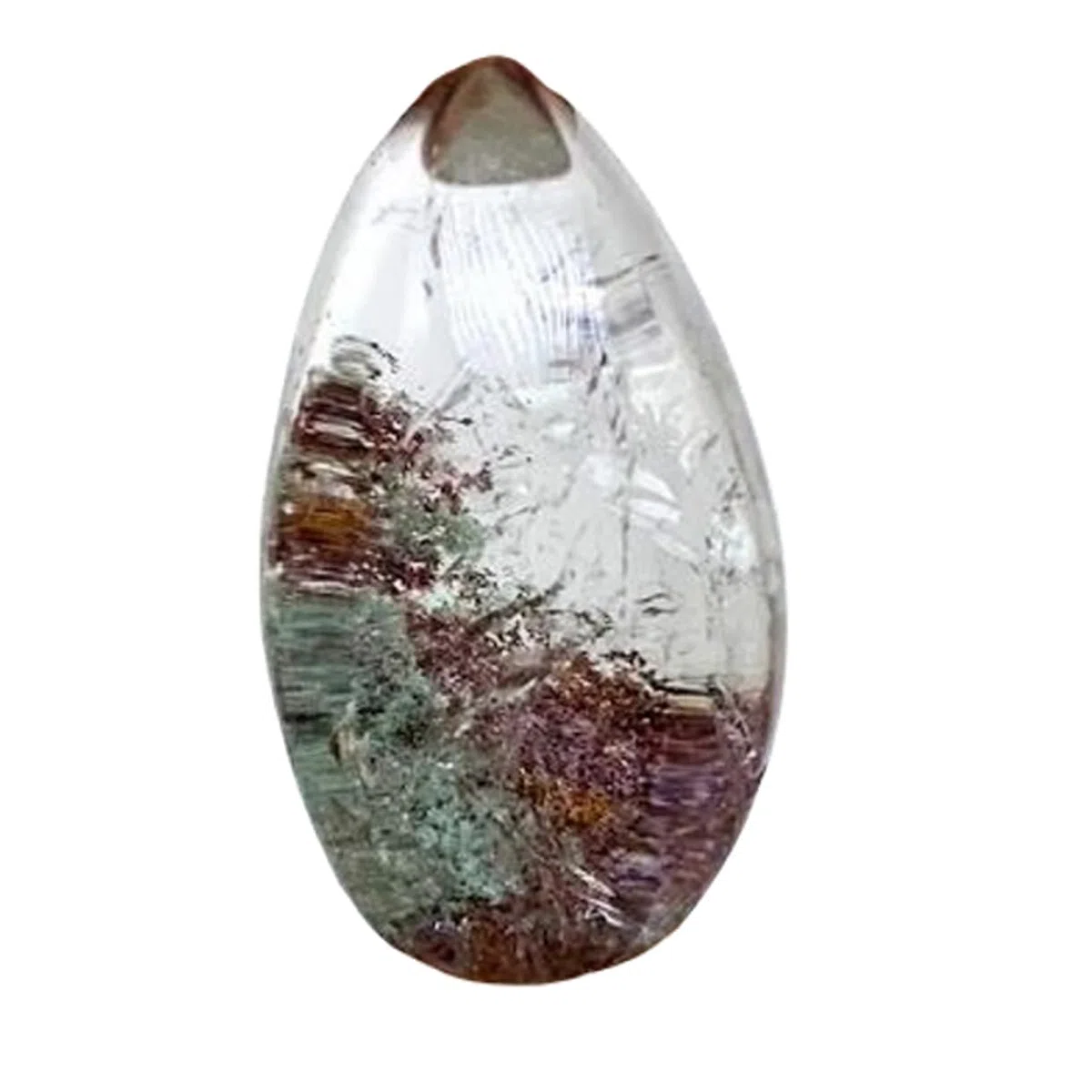 1 Pz Di Lodolite Naturale Giardino Quarzo Pera Forma Cabochon 24X13X10mm gemma sciolta per la creazione di gioielli. (Fai da te, Anello, Ciondolo, Collana) | GH_NAT_03878, 24X13X10mm, Pietra