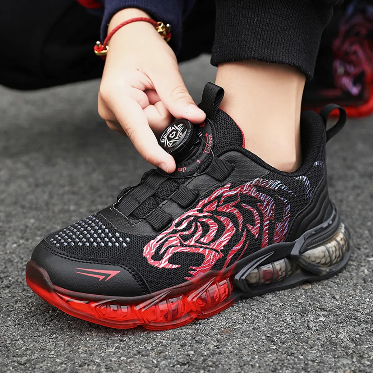 Scarpe da Ginnastica per Bambini, Scarpe da Corsa alla Moda per Ragazzi, Scarpe Sportive con Motivo Drago Tigre, Comode Scarpe da Jogging Traspiranti Leggere EU28-39
