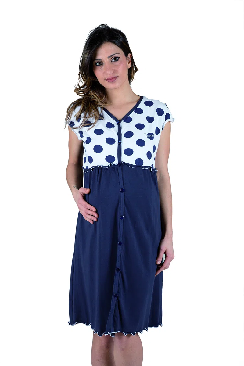 Premamy - Camicia Clinica per Premaman, Modello Aperto Davanti, Cotone Jersey, Pre-Post Parto