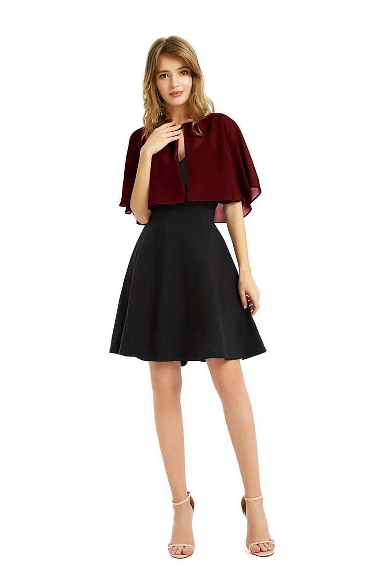 Scialle da donna in morbido chiffon, coprispalle per abito da sera, matrimonio, bolero