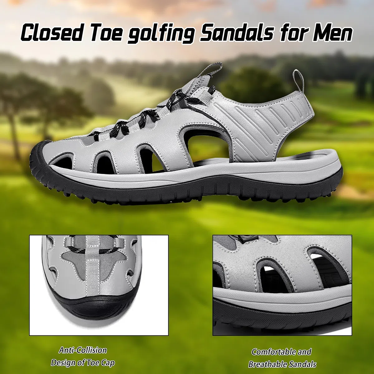 PGM Sandali da Golf da Uomo, Sandali Sportivi Casual, Leggeri, Antiscivolo e Traspiranti, Scarpe per Sport, Escursionismo e attività all’Aperto