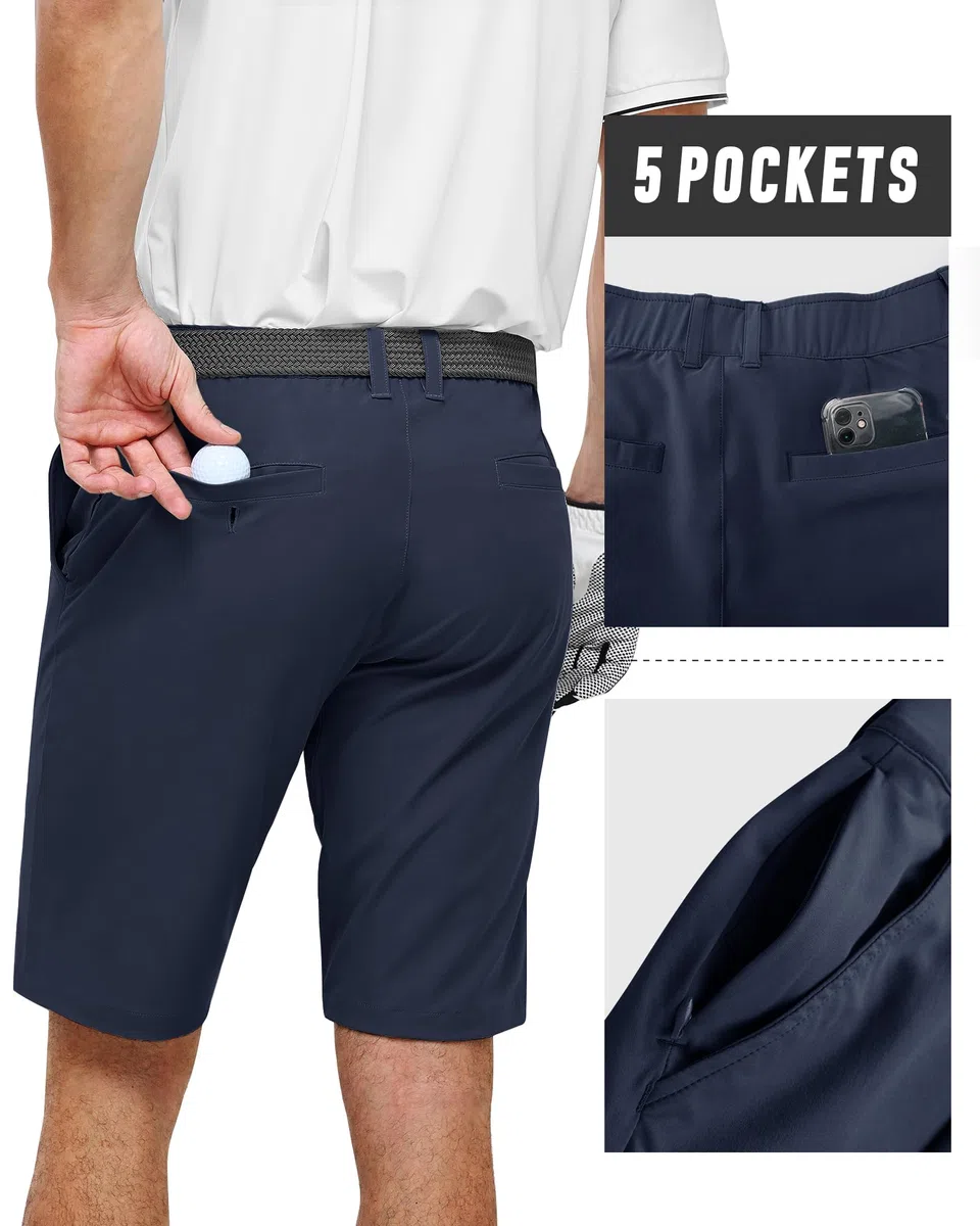 33,000ft Pantaloncini da golf da uomo Dry Fit, 27,9 cm, leggeri, ad asciugatura rapida, elasticizzati, bermuda casual con tasche, per golf, viaggi e wroking