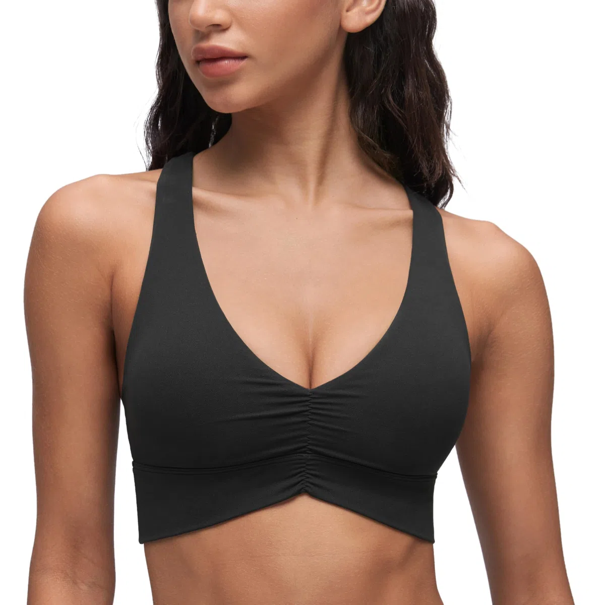 CRZ YOGA Butterluxe Donna Increspato Sport Reggiseni Collo a V Incrocio Schiena Yoga Canotta Tops
